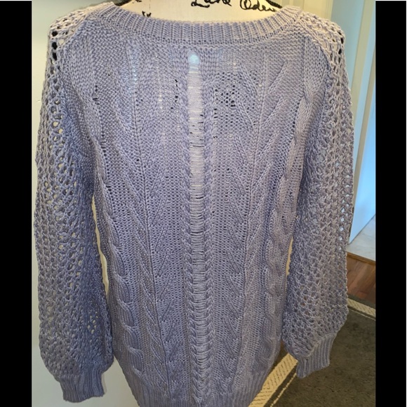 SHE & SKY SLATE BLUE LIGHTWEIGHT CABLE KNIT SWEATER| NWT - Picture 7 of 8